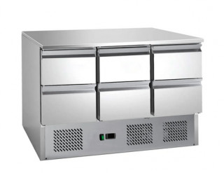 [__import__.SNZSALAD368 SNZSALAD368] Mesa de trabajo refrigerada tipo saladette de 6 gavetas