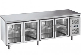 [__import__.SNZCHILLGLASS553 SNZCHILLGLASS553] Mesa de trabajo refrigerada de 4 puertas de vidrio